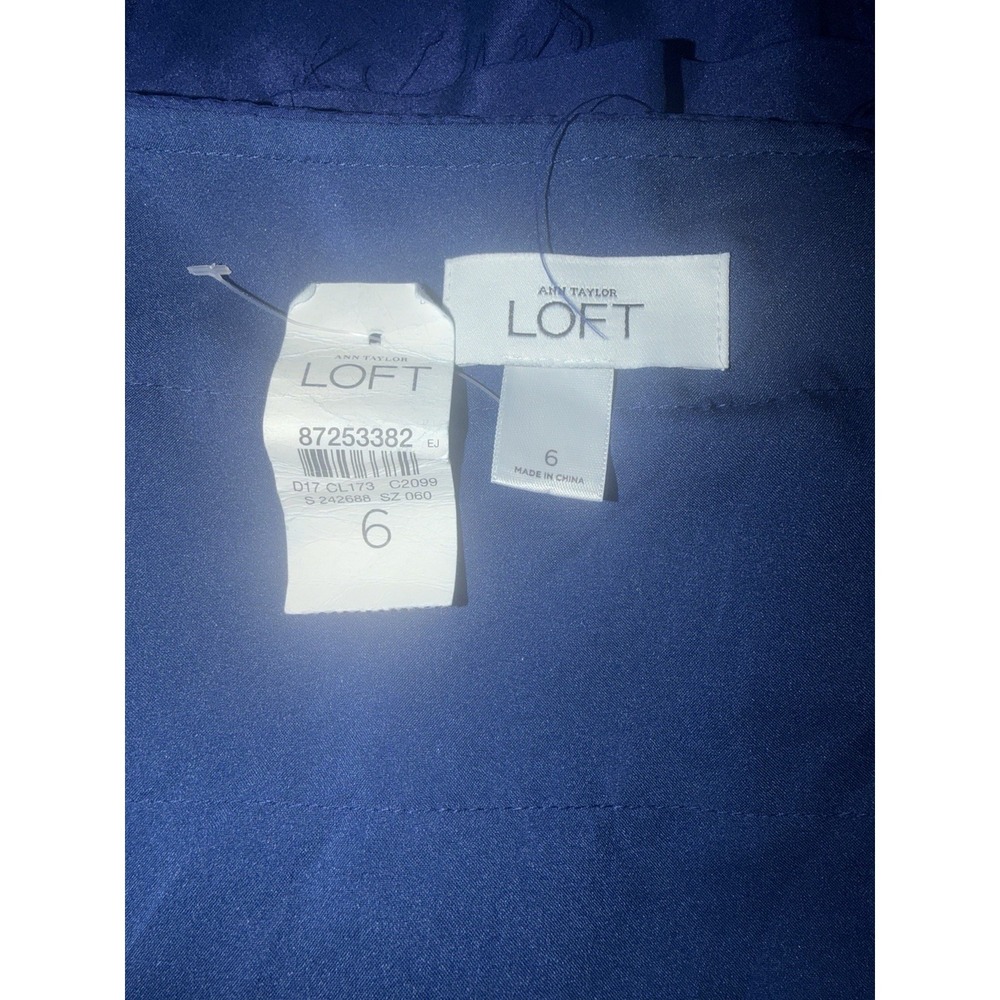 Ann Taylor Loft Blue 100% Silk Dress Stretch Raw Edges Flapper New With Tags - Picture 6 of 8